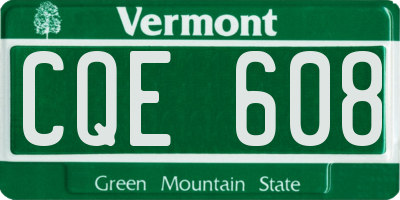 VT license plate CQE608