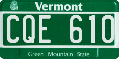 VT license plate CQE610