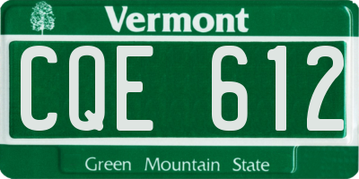 VT license plate CQE612