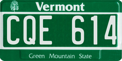 VT license plate CQE614