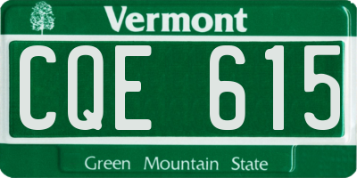 VT license plate CQE615