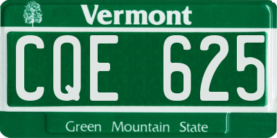 VT license plate CQE625