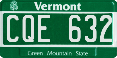 VT license plate CQE632
