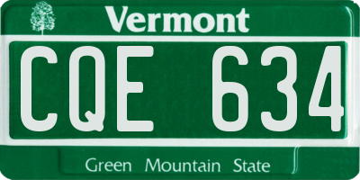 VT license plate CQE634