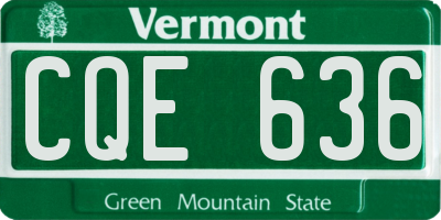 VT license plate CQE636