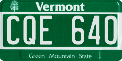 VT license plate CQE640