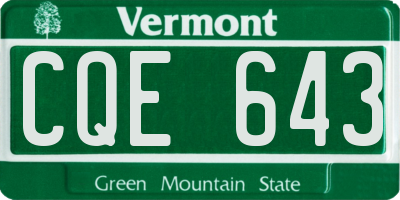 VT license plate CQE643