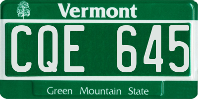 VT license plate CQE645