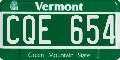 VT license plate CQE654
