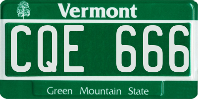 VT license plate CQE666