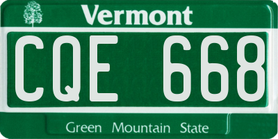 VT license plate CQE668