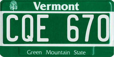 VT license plate CQE670