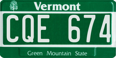 VT license plate CQE674