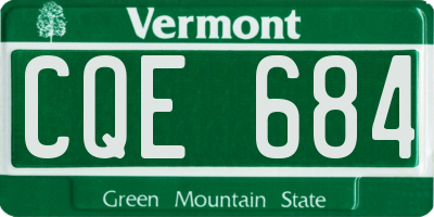 VT license plate CQE684