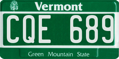 VT license plate CQE689
