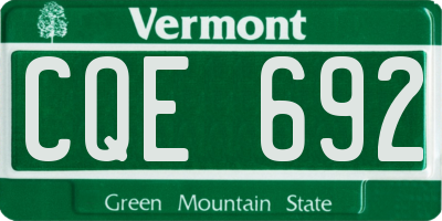 VT license plate CQE692