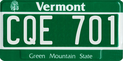 VT license plate CQE701