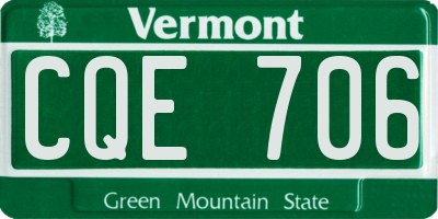 VT license plate CQE706