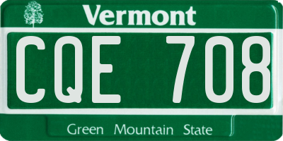 VT license plate CQE708