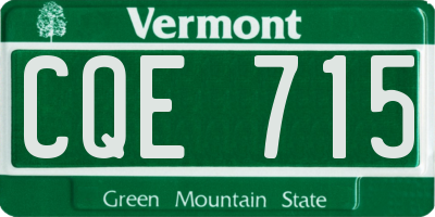 VT license plate CQE715