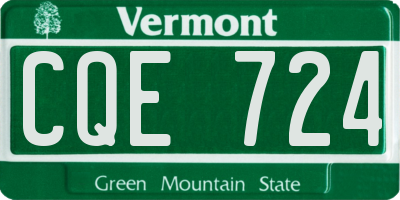 VT license plate CQE724
