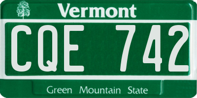 VT license plate CQE742