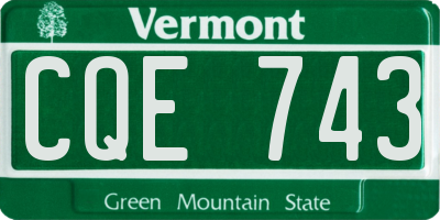VT license plate CQE743