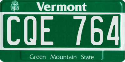 VT license plate CQE764