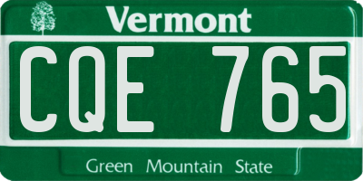 VT license plate CQE765