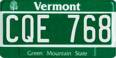 VT license plate CQE768