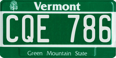 VT license plate CQE786