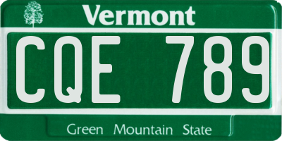 VT license plate CQE789