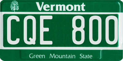 VT license plate CQE800