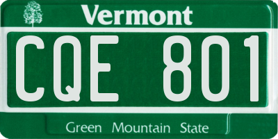 VT license plate CQE801