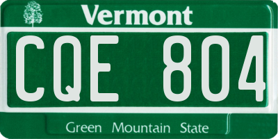 VT license plate CQE804
