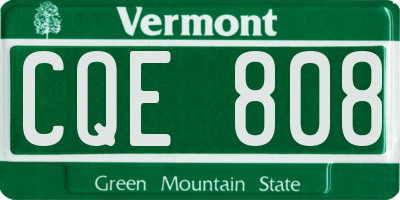 VT license plate CQE808