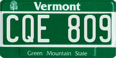 VT license plate CQE809
