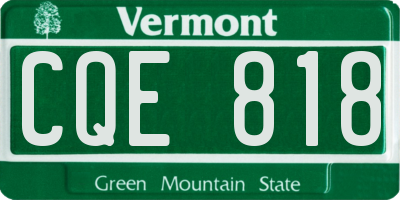 VT license plate CQE818