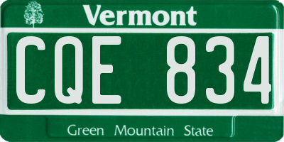 VT license plate CQE834