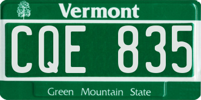 VT license plate CQE835