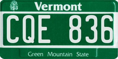 VT license plate CQE836