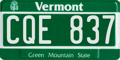 VT license plate CQE837