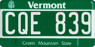 VT license plate CQE839