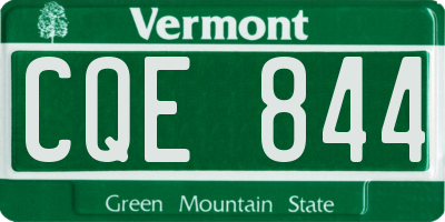 VT license plate CQE844