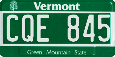 VT license plate CQE845