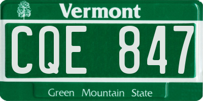 VT license plate CQE847