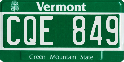 VT license plate CQE849