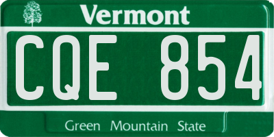 VT license plate CQE854