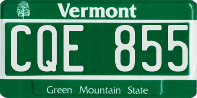 VT license plate CQE855