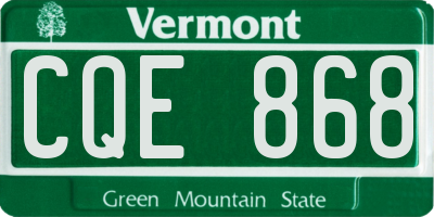 VT license plate CQE868